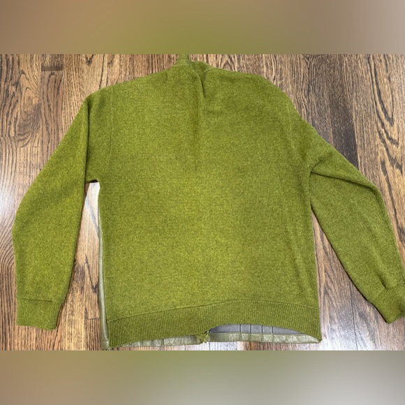 VTG 60’s Green Wool & Leather Cardigan Sweater Medium EUC See Measurements Flaws - Picture 5 of 9